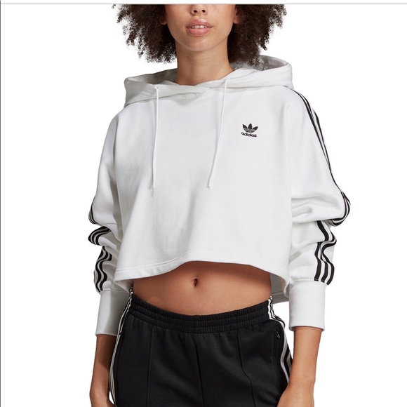 Adidas Originals Trefoil Hooded Cropped Sweatshirt